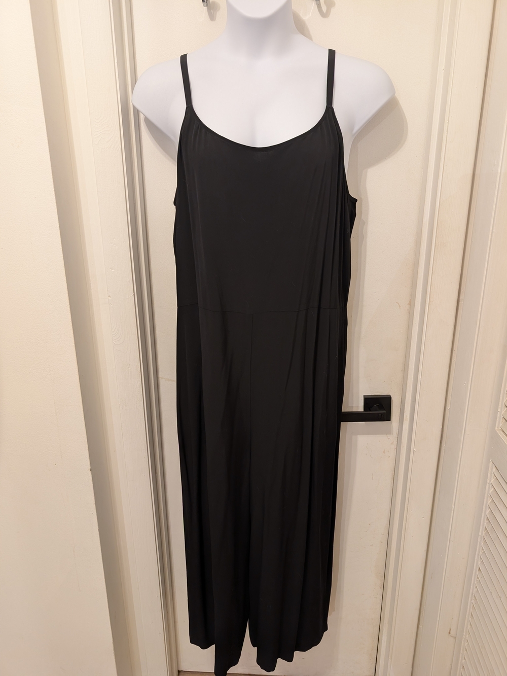 Eileen Fisher Black Wide-Leg Jumpsuit with Spaghetti Straps